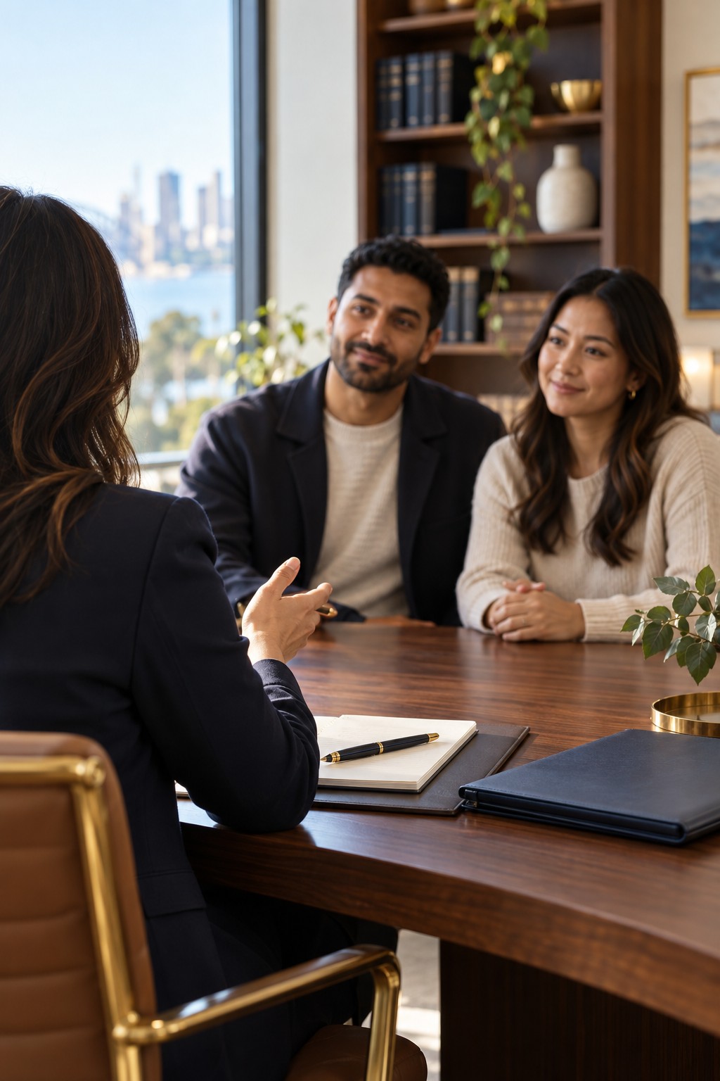 Solicitor meeting a client in a consultation room